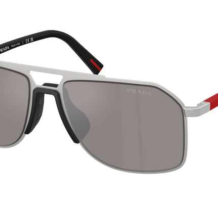 Prada Linea Rossa PSB51S Pilot Sunglasses  18X80I-Matte Silver 56-145-17 - Color Map Silver