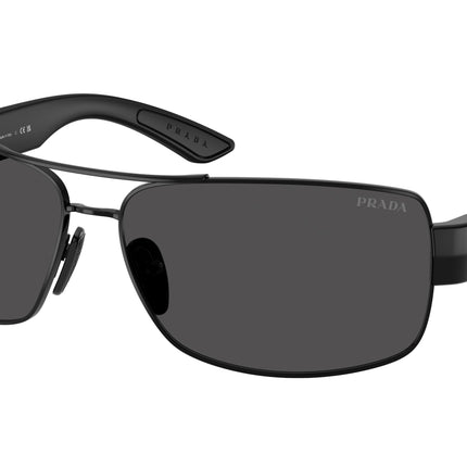 Prada Linea Rossa PSB52S Irregular Sunglasses  1AB06F-Black 65-130-14 - Color Map Black