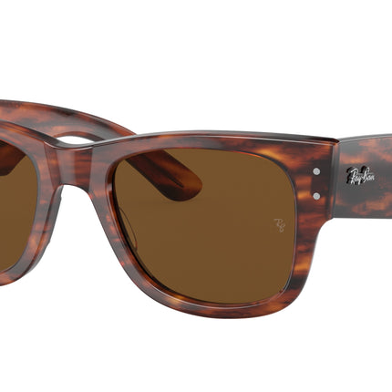 Ray-Ban MEGA WAYFARER RB0840SF Square Sunglasses  954/57-Striped Havana 52-145-21 - Color Map Brown