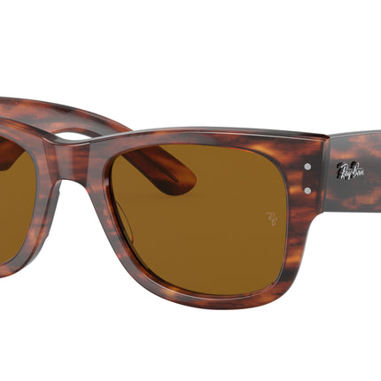 Ray-Ban MEGA WAYFARER RB0840S Square Sunglasses  954/33-Striped Havana 51-145-21 - Color Map Brown