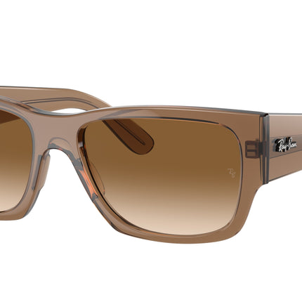 Ray-Ban CARLOS RB0947S Rectangle Sunglasses  664051-Transparent Light Brown 56-145-18 - Color Map Brown