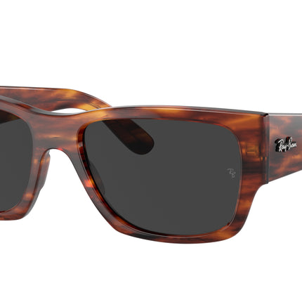 Ray-Ban CARLOS RB0947S Rectangle Sunglasses  954/48-Striped Havana 56-145-18 - Color Map Brown