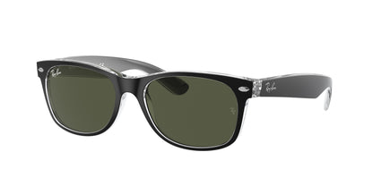 Ray-Ban NEW WAYFARER RB2132 Square Sunglasses  6052-Black On Transparent 58-145-18 - Color Map Black