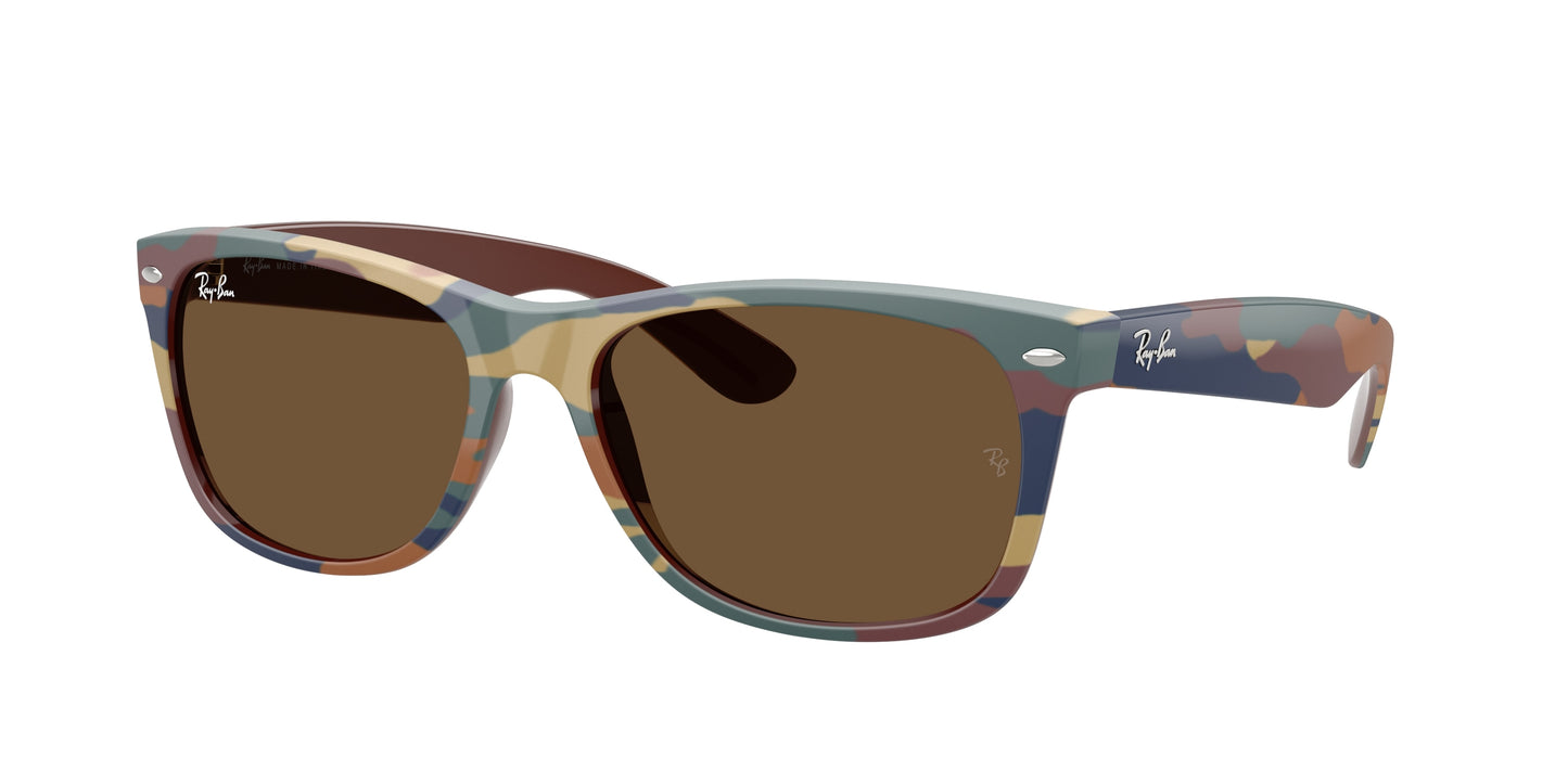 Ray-Ban NEW WAYFARER RB2132 Square Sunglasses  682533-Brown & Blue Camuflage 55-145-18 - Color Map Brown
