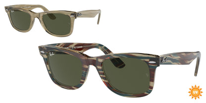 Ray-Ban WAYFARER RB2140F Square Sunglasses  138731-Photo Striped Grey 52-150-22 - Color Map Grey