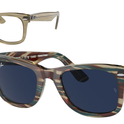 Ray-Ban WAYFARER RB2140F Square Sunglasses  1387GG-Photo Striped Grey 52-150-22 - Color Map Grey