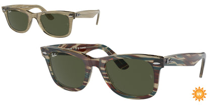 Ray-Ban WAYFARER RB2140 Square Sunglasses  138731-Photo Striped Grey 50-150-22 - Color Map Grey