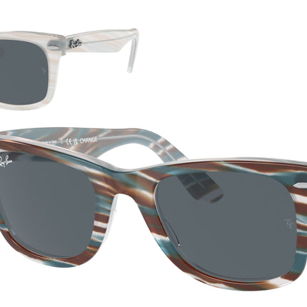 Ray-Ban WAYFARER RB2140 Square Sunglasses  1407R5-Photo Striped Light Blue 50-150-22 - Color Map Blue