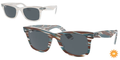Ray-Ban WAYFARER RB2140 Square Sunglasses  1407R5-Photo Striped Light Blue 50-150-22 - Color Map Blue