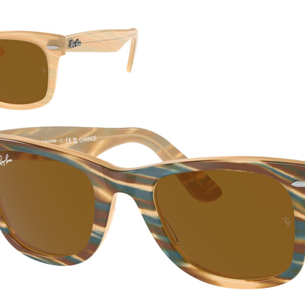 Ray-Ban WAYFARER RB2140 Square Sunglasses  140833-Photo Striped Brown 50-150-22 - Color Map Brown