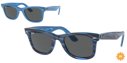 Ray-Ban WAYFARER RB2140 Square Sunglasses  1409B1-Photo Striped Blue 50-150-22 - Color Map Blue