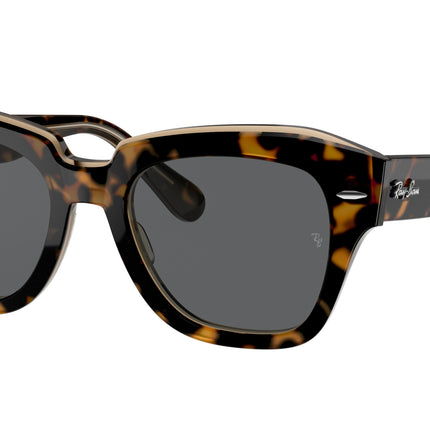 Ray-Ban STATE STREET RB2186 Square Sunglasses  1292B1-Havana On Transparent Brown 52-145-20 - Color Map Gold