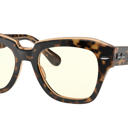 Ray-Ban STATE STREET RB2186 Square Sunglasses  1292BL-Havana On Transparent Brown 49-145-20 - Color Map Gold