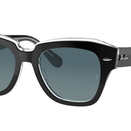 Ray-Ban STATE STREET RB2186 Square Sunglasses  12943M-Black On Transparent 52-145-20 - Color Map Black