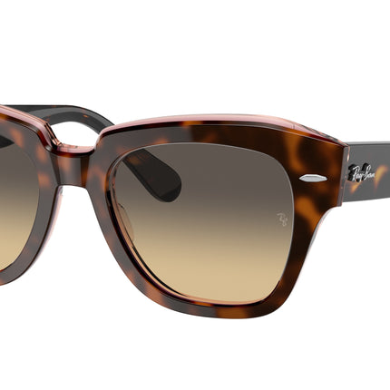 Ray-Ban STATE STREET RB2186 Square Sunglasses  1324BG-Havana On Transparent Pink 52-145-20 - Color Map Brown