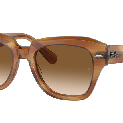 Ray-Ban STATE STREET RB2186 Square Sunglasses  140351-Striped Brown 52-145-20 - Color Map Tortoise