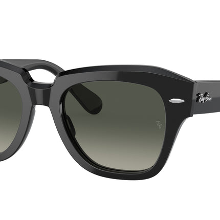 Ray-Ban STATE STREET RB2186 Square Sunglasses  901/71-Black 49-145-20 - Color Map Black