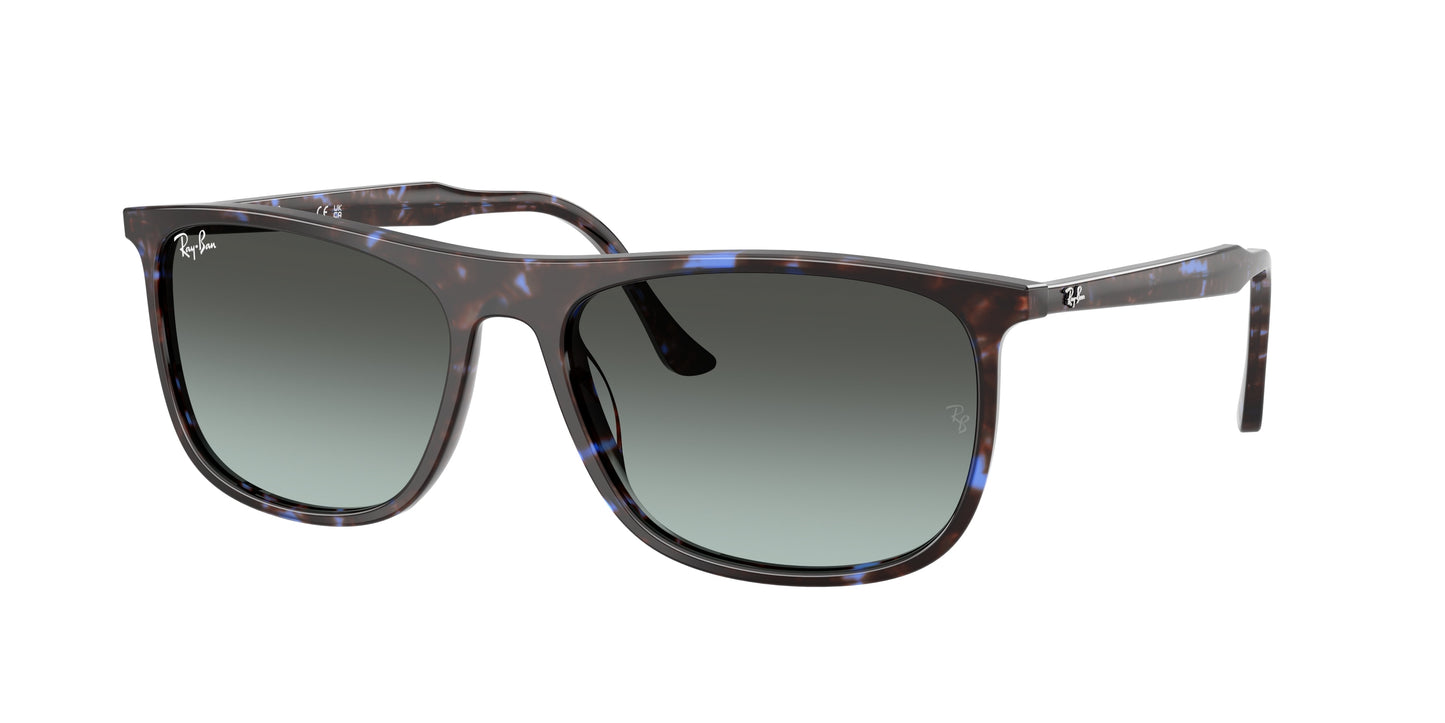 Ray-Ban RB2216F Rectangle Sunglasses  1430GK-Havana Blue Turtle 58-145-18 - Color Map Blue