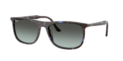 Ray-Ban RB2216F Rectangle Sunglasses  1430GK-Havana Blue Turtle 58-145-18 - Color Map Blue