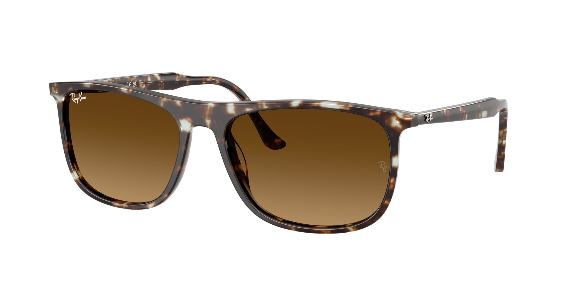 Ray-Ban RB2216F Rectangle Sunglasses  143185-Havana Yellow Turtle 58-145-18 - Color Map Yellow