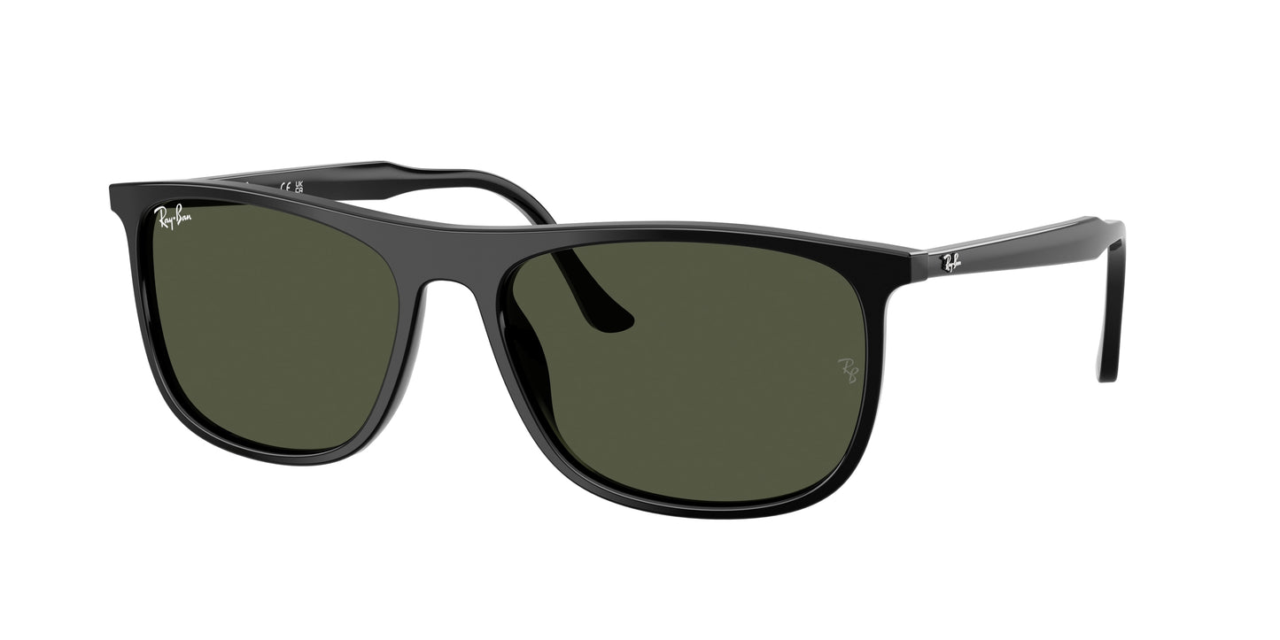 Ray-Ban RB2216 Rectangle Sunglasses  901/31-Black 61-145-18 - Color Map Black