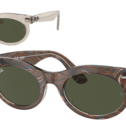 Ray-Ban WAYFARER OVAL RB2242F Oval Sunglasses  138331-Photo Waves Grey 53-150-22 - Color Map Grey