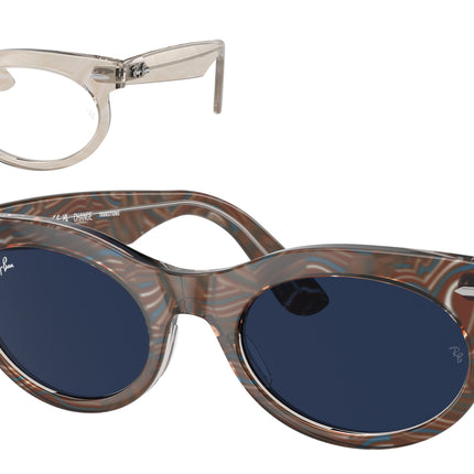 Ray-Ban WAYFARER OVAL RB2242F Oval Sunglasses  1383GG-Photo Waves Grey 53-150-22 - Color Map Grey