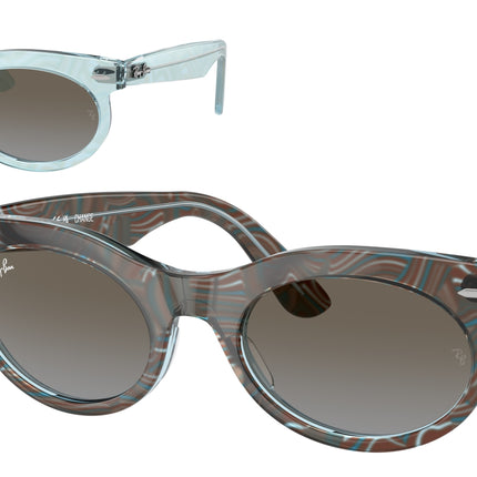 Ray-Ban WAYFARER OVAL RB2242F Oval Sunglasses  138596-Photo Waves Azure 53-150-22 - Color Map Blue