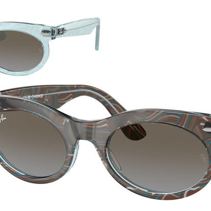 Ray-Ban WAYFARER OVAL RB2242 Oval Sunglasses  138596-Photo Waves Azure 53-150-22 - Color Map Blue