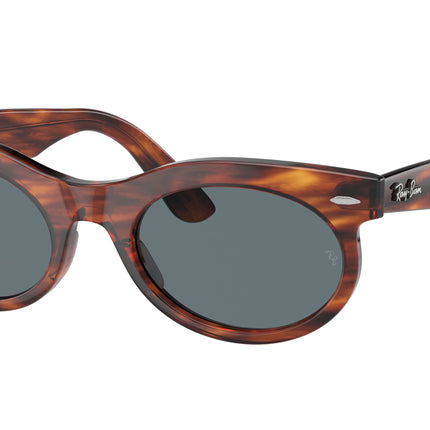 Ray-Ban WAYFARER OVAL RB2242 Oval Sunglasses  954/3R-Striped Havana 53-150-22 - Color Map Brown