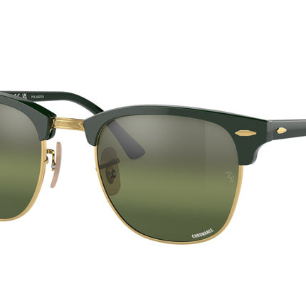 Ray-Ban CLUBMASTER RB3016 Square Sunglasses  1368G4-Green On Gold 55-150-21 - Color Map Green