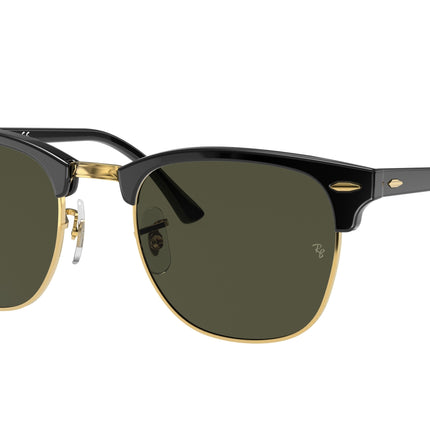 Ray-Ban CLUBMASTER RB3016 Square Sunglasses  W0365-Black On Gold 55-150-21 - Color Map Black