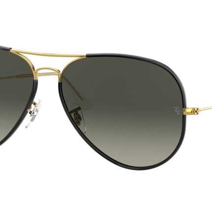 Ray-Ban AVIATOR FULL COLOR RB3025JM Pilot Sunglasses  919671-Black On Gold 58-135-14 - Color Map Black