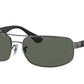 Ray-Ban RB3445 Rectangle Sunglasses  004-Gunmetal 64-130-17 - Color Map Grey