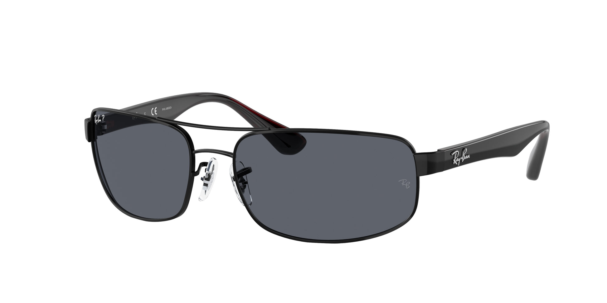 Ray-Ban RB3445 Rectangle Sunglasses  006/P2-Black 61-130-17 - Color Map Black