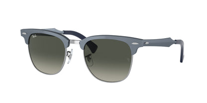 Ray-Ban CLUBMASTER ALUMINUM RB3507 Square Sunglasses  924871-Blue On Silver 51-145-21 - Color Map Blue