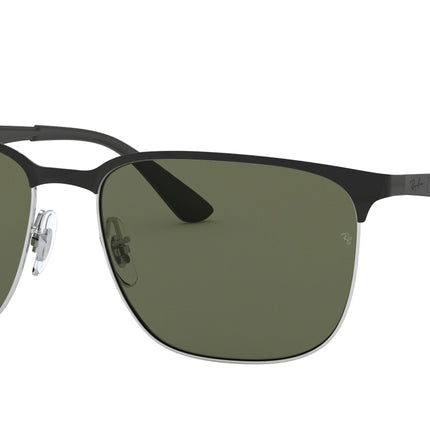 Ray-Ban RB3569 Square Sunglasses  90049A-Black On Silver 59-145-17 - Color Map Black