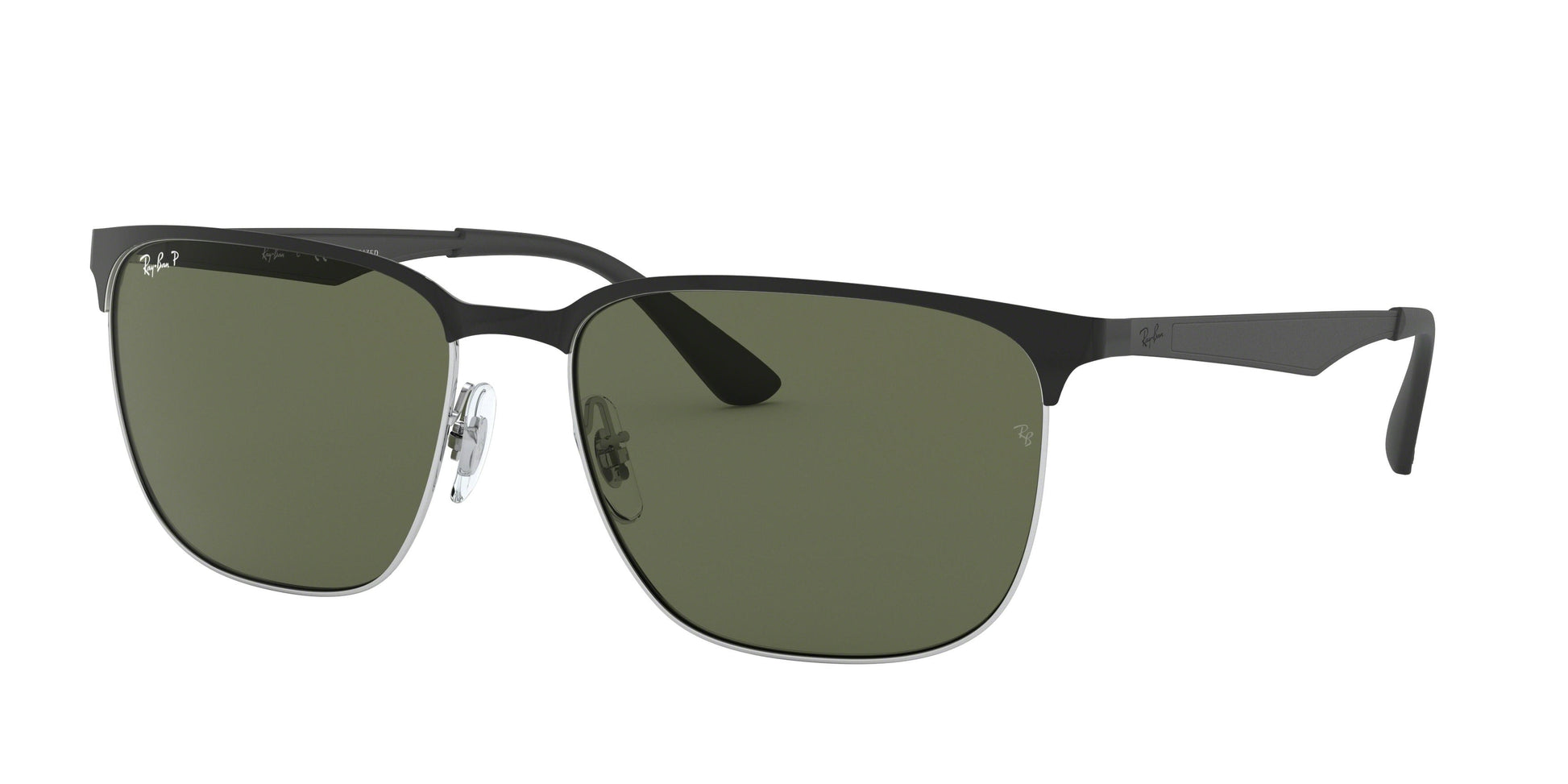 Ray-Ban RB3569 Square Sunglasses  90049A-Black On Silver 59-145-17 - Color Map Black