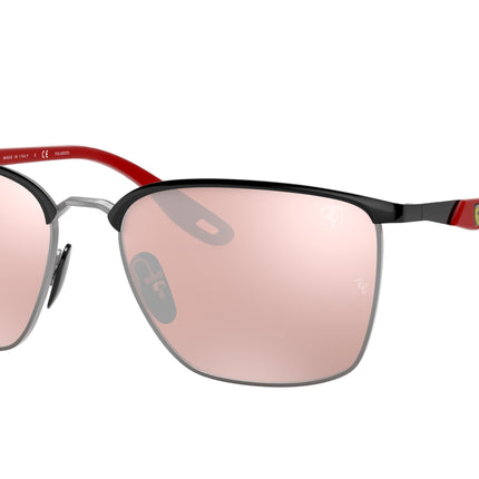 Ray-Ban SCUDERIA FERRARI COLLECTION RB3673M Square Sunglasses  F060H2-Black On Silver 56-140-17 - Color Map Black