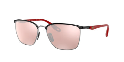 Ray-Ban SCUDERIA FERRARI COLLECTION RB3673M Square Sunglasses  F060H2-Black On Silver 56-140-17 - Color Map Black