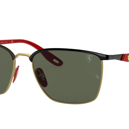 Ray-Ban SCUDERIA FERRARI COLLECTION RB3673M Square Sunglasses  F06171-Black On Gold 56-140-17 - Color Map Black
