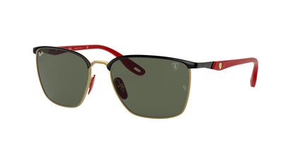 Ray-Ban SCUDERIA FERRARI COLLECTION RB3673M Square Sunglasses  F06171-Black On Gold 56-140-17 - Color Map Black