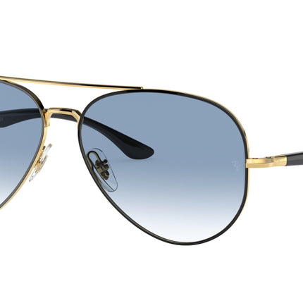 Ray-Ban RB3675 Pilot Sunglasses  90003F-Black On Gold 58-135-14 - Color Map Black