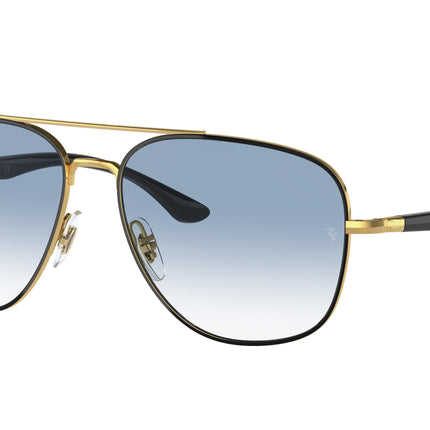Ray-Ban RB3683 Square Sunglasses  90003F-Black On Gold 59-145-15 - Color Map Black