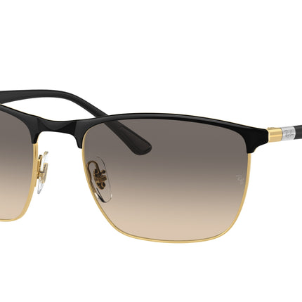 Ray-Ban RB3686 Square Sunglasses  187/32-Black On Gold 57-140-19 - Color Map Black