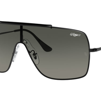 Ray-Ban WINGS II RB3697 Square Sunglasses  002/11-Black 35-140-135 - Color Map Black
