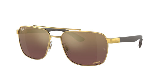 Ray-Ban RB3701 Rectangle Sunglasses  001/6B-Gold 59-145-17 - Color Map Gold
