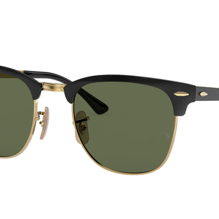 Ray-Ban CLUBMASTER METAL RB3716 Square Sunglasses  187-Black On Gold 51-145-21 - Color Map Black