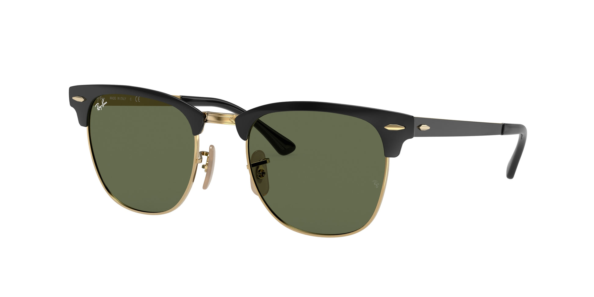 Ray-Ban CLUBMASTER METAL RB3716 Square Sunglasses  187-Black On Gold 51-145-21 - Color Map Black