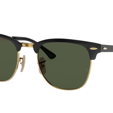 Ray-Ban CLUBMASTER METAL RB3716 Square Sunglasses  187/58-Black On Gold 51-145-21 - Color Map Black